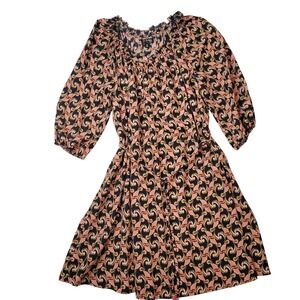 The Webster Miami Dress Paisley Print 3/4‎ Sleeve Casual XL Tie waist w/ Beads